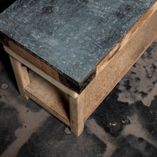 Haven Hinge Metallic Bench With Shelf - Qarnation