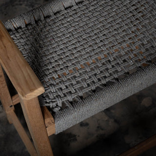 Reclaimed Teak Wood Armrest Counter Rope Stool - Qarnation