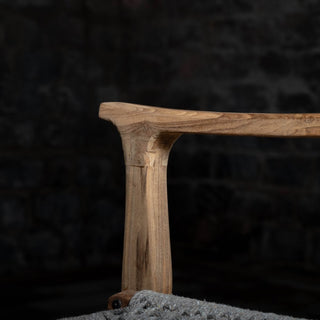 Reclaimed Teak Wood Armrest Counter Rope Stool - Qarnation