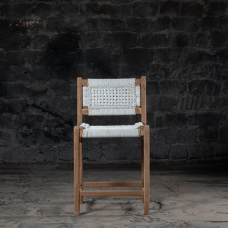 Reclaimed Teak Wood Counter Rope Chair - Qarnation