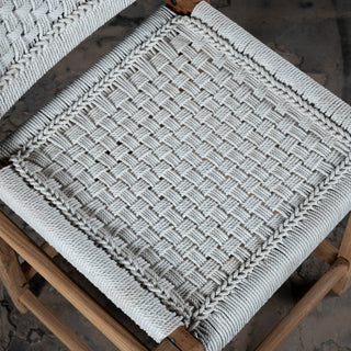 Reclaimed Teak Wood Counter Rope Chair - Qarnation