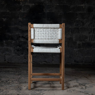 Reclaimed Teak Wood Counter Rope Chair - Qarnation