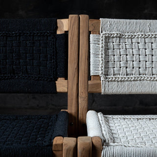 Reclaimed Teak Wood Counter Rope Chair - Qarnation