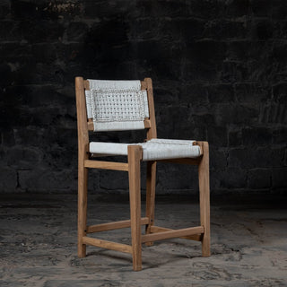 Reclaimed Teak Wood Counter Rope Chair - Qarnation