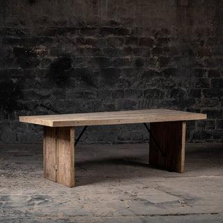 Reclaimed Weathered Wood Dining Table - Qarnation