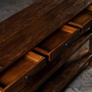 Rustic Reclaimed Weathered Wood Console Table With Drawers - Qarnation