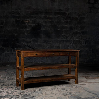 Rustic Reclaimed Weathered Wood Console Table With Drawers - Qarnation