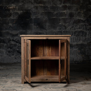 Vintage Weathered Wood Storage Cabinet for Kitchen & Home - Qarnation