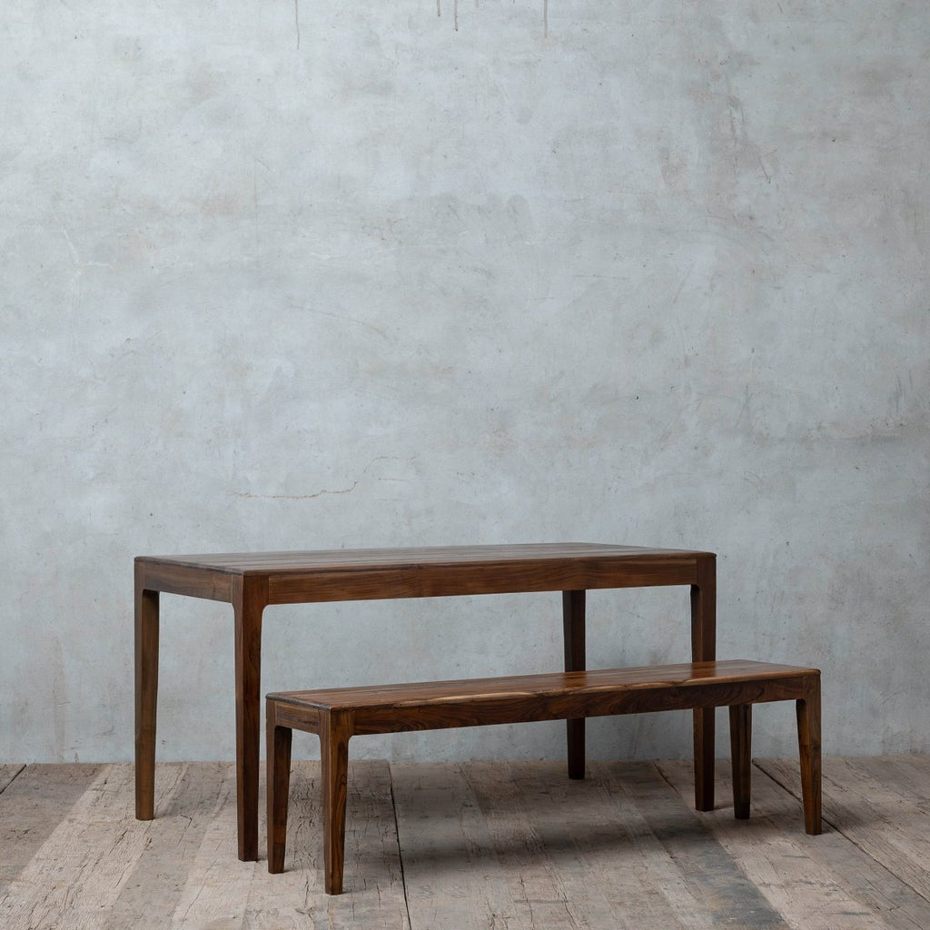 Vios Dining Table with Bench – Reclaimed Wood – The Vintage Realm